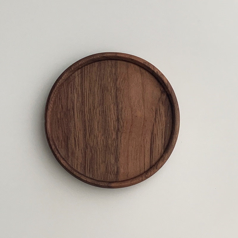 Japanese Walnut Wooden Coaster – Natural Insulated Drink & Dessert Tray