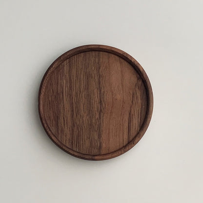 Japanese Walnut Wooden Coaster – Natural Insulated Drink & Dessert Tray