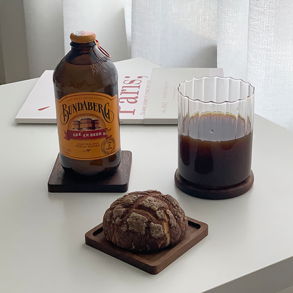 Japanese Walnut Wooden Coaster – Natural Insulated Drink & Dessert Tray