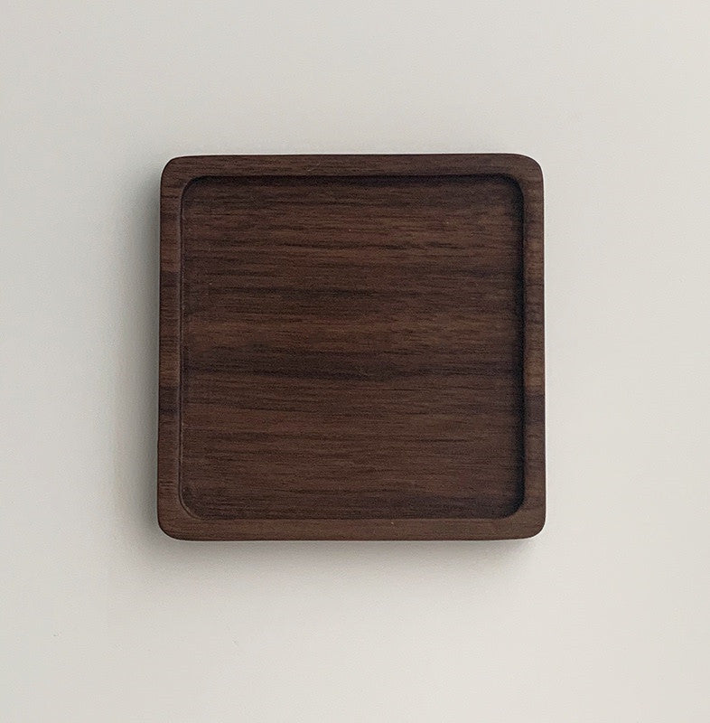 Japanese Walnut Wooden Coaster – Natural Insulated Drink & Dessert Tray