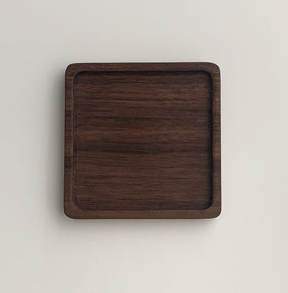 Japanese Walnut Wooden Coaster – Natural Insulated Drink & Dessert Tray